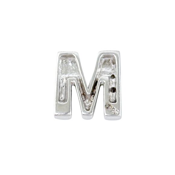Diamond 0.03ctw Initial M Charm Pendant | Vintage Sterling Silver 925 - Picture 5 of 7